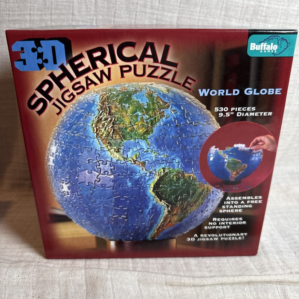 Buffalo Games 3D Spherical Jigsaw Puzzle World Globe 530 Pieces 9.5 Inch Globe
